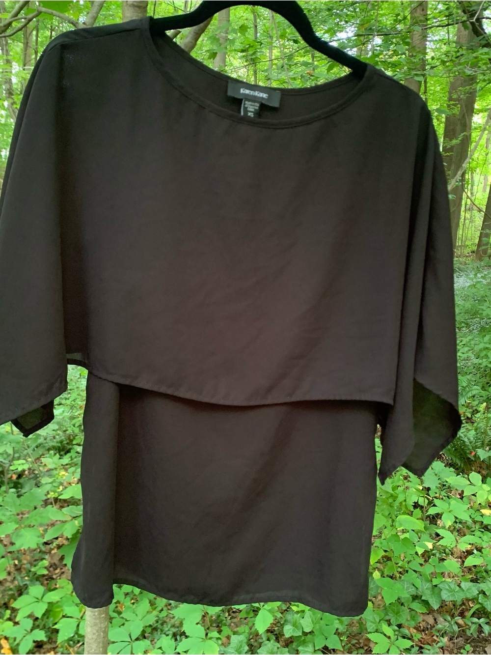 Black illusion shortsleeve tank Top XS Karen Kane